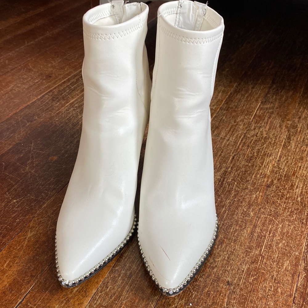 White ankle boots, white, Size 10
